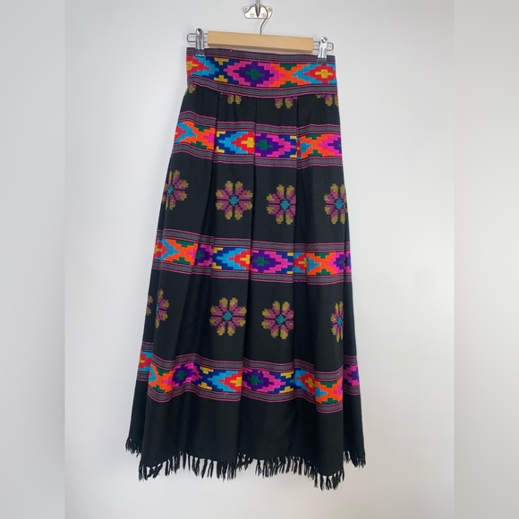 Vintage 1970s Anthony‎ Muto for Saz II Wool Skirt – Boho Folk Artisan Woven - Picture 2 of 15